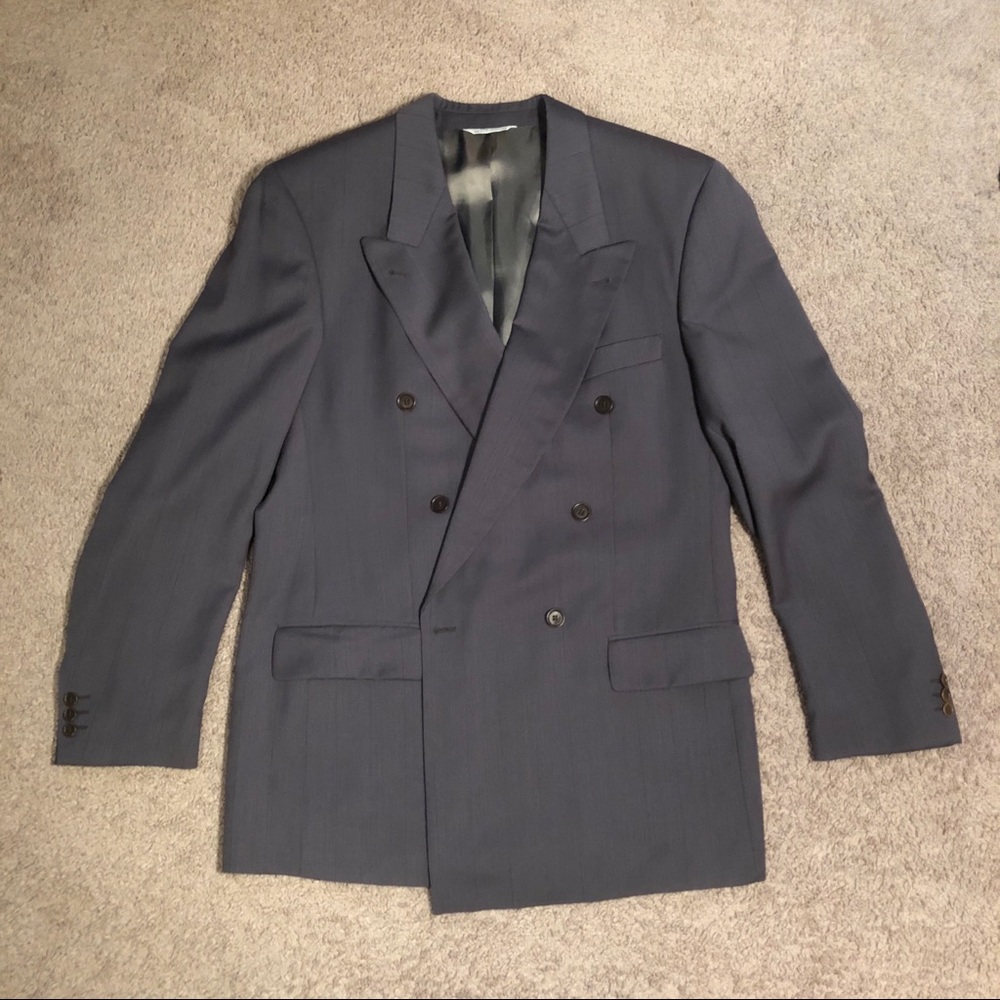 Mens hugo boss blazer suit jacket gray striped 42L